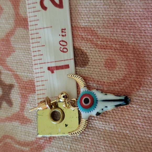 Longhorn Bull Earrings Western Earrings Cowgirl Earrings Aretes Vaqueros Rodeo - Picture 9 of 10